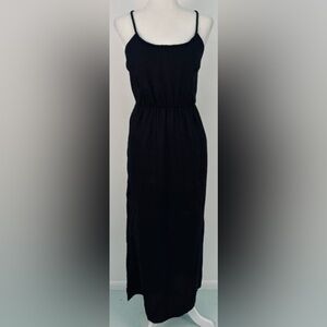 J. Crew 100% Linen Braided Strap Maxi Dress in Black size XXS